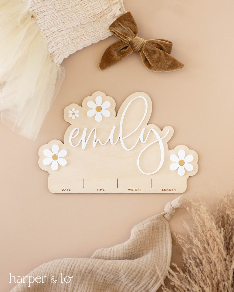 Birth Announcement | Daisy Stats Sign | Fillable Lines