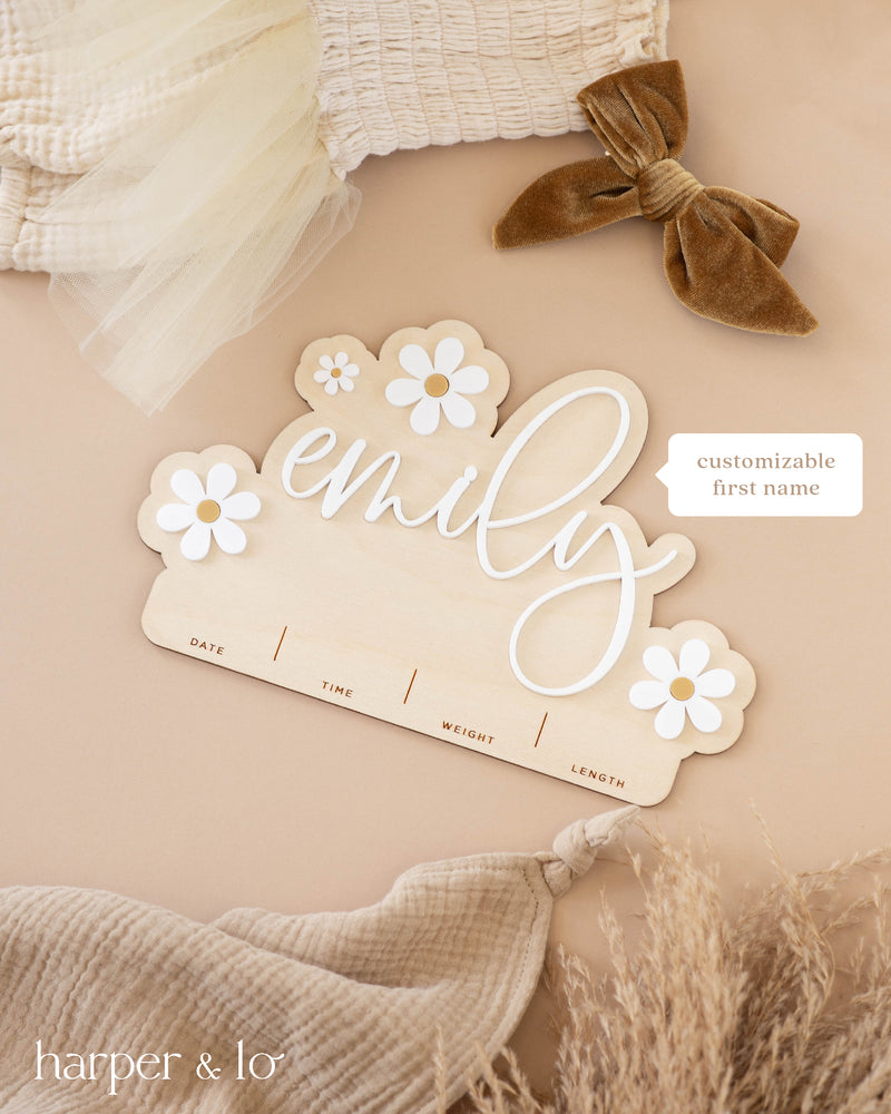 Birth Announcement | Daisy Stats Sign | Fillable Lines