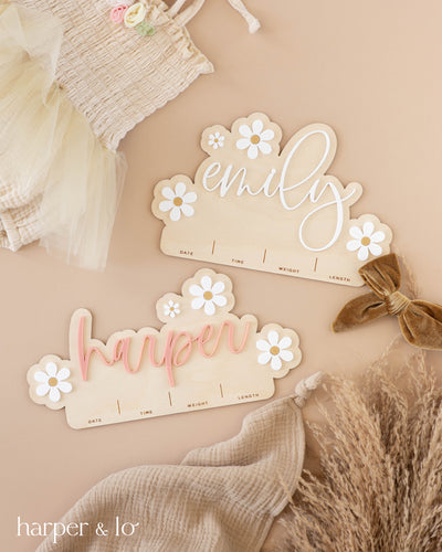 Birth Announcement | Daisy Stats Sign | Fillable Lines