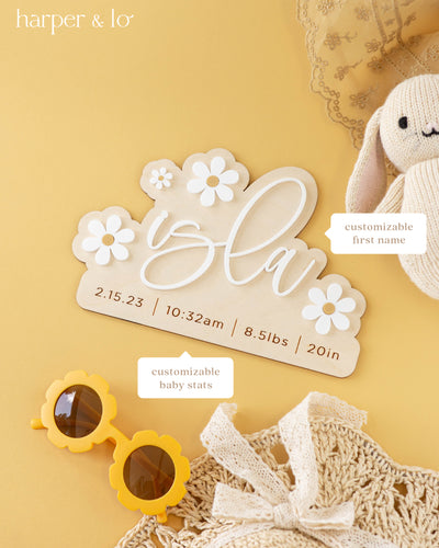 Birth Announcement | Custom Name | Daisy Stats Sign