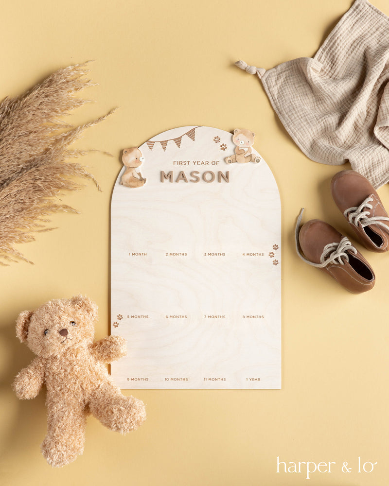 My First Year Photo Sign | Teddy Bear | Arched