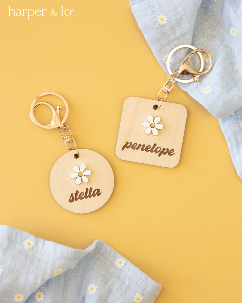 Custom Name Keychain | Wooden | Daisy