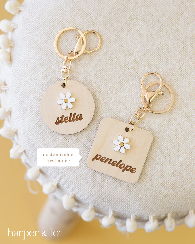 Custom Name Keychain | Wooden | Daisy