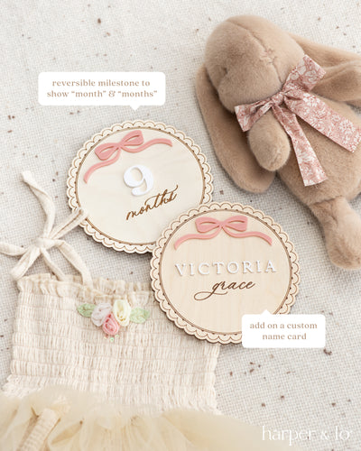 Lace Ribbon Bow | Interchangeable Milestone Cards | Circle