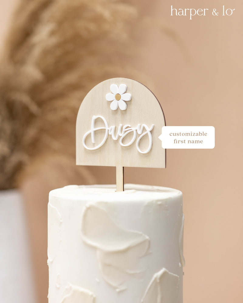 Cake Topper | Arched | Daisy Accent