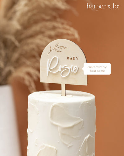 Cake Topper | Arched | Leaf Accent