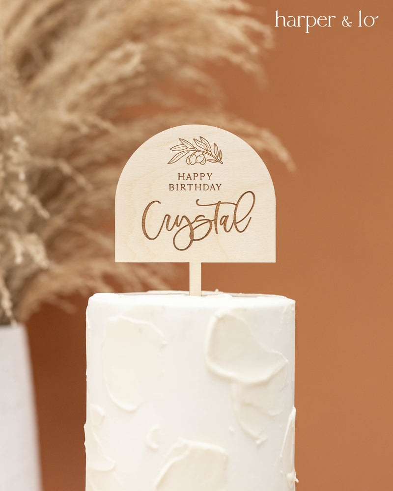 Cake Topper | Arched Boho | Engraved