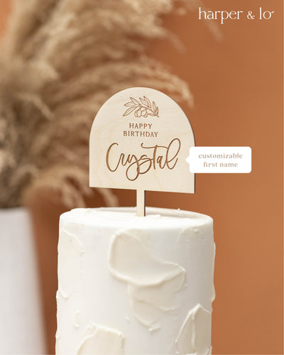 Cake Topper | Arched Boho | Engraved