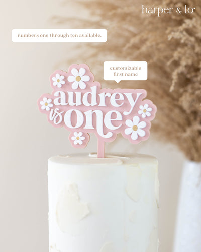 Cake Topper | Custom Name & Age | Acrylic Daisy