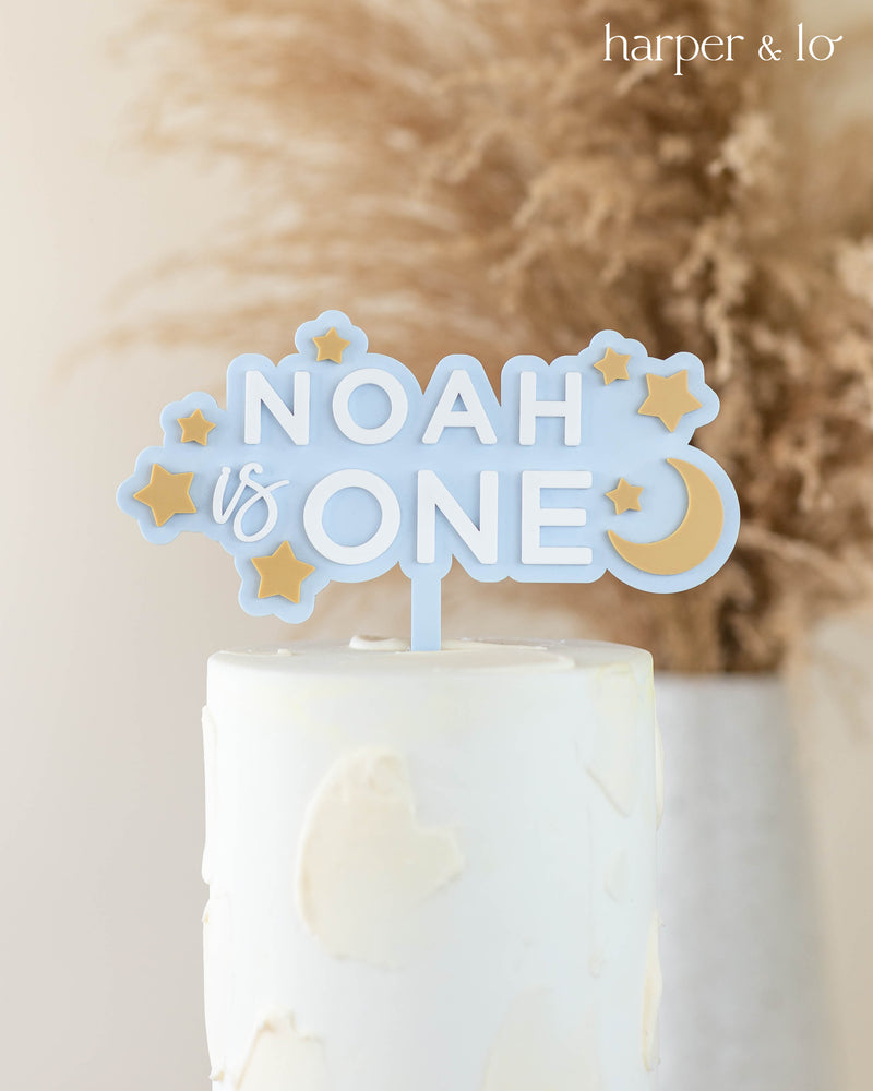 Cake Topper | Custom Name & Age | Moon & Stars