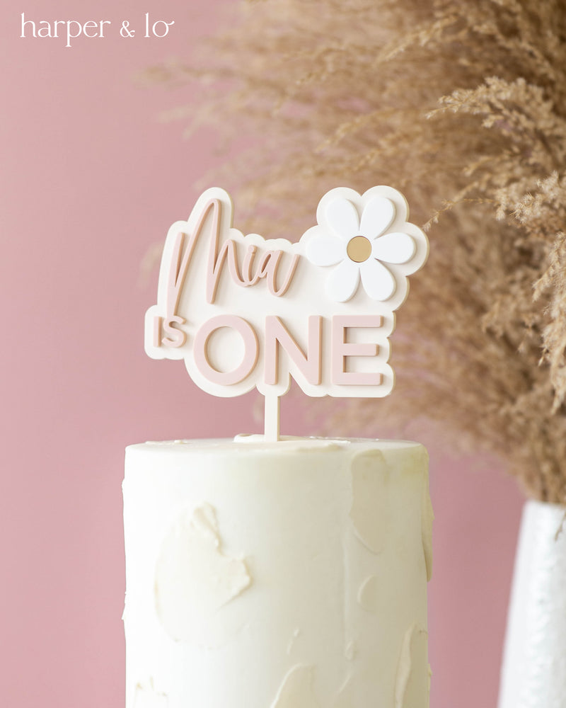 Cake Topper | Acrylic Daisy | Custom Name & Age