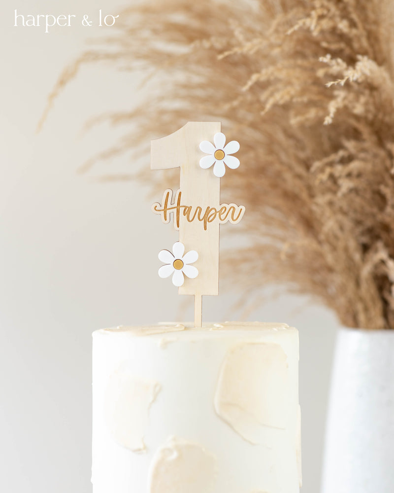 Cake Topper | Boho Daisy | Custom Name