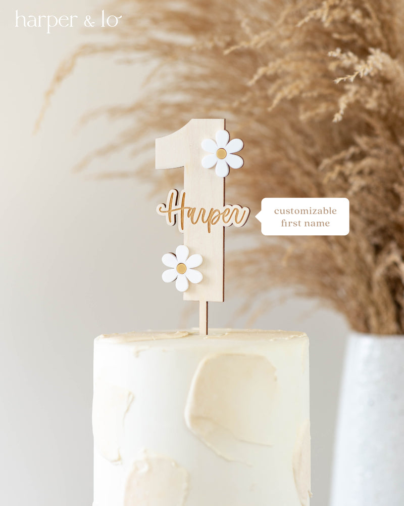 Cake Topper | Boho Daisy | Custom Name