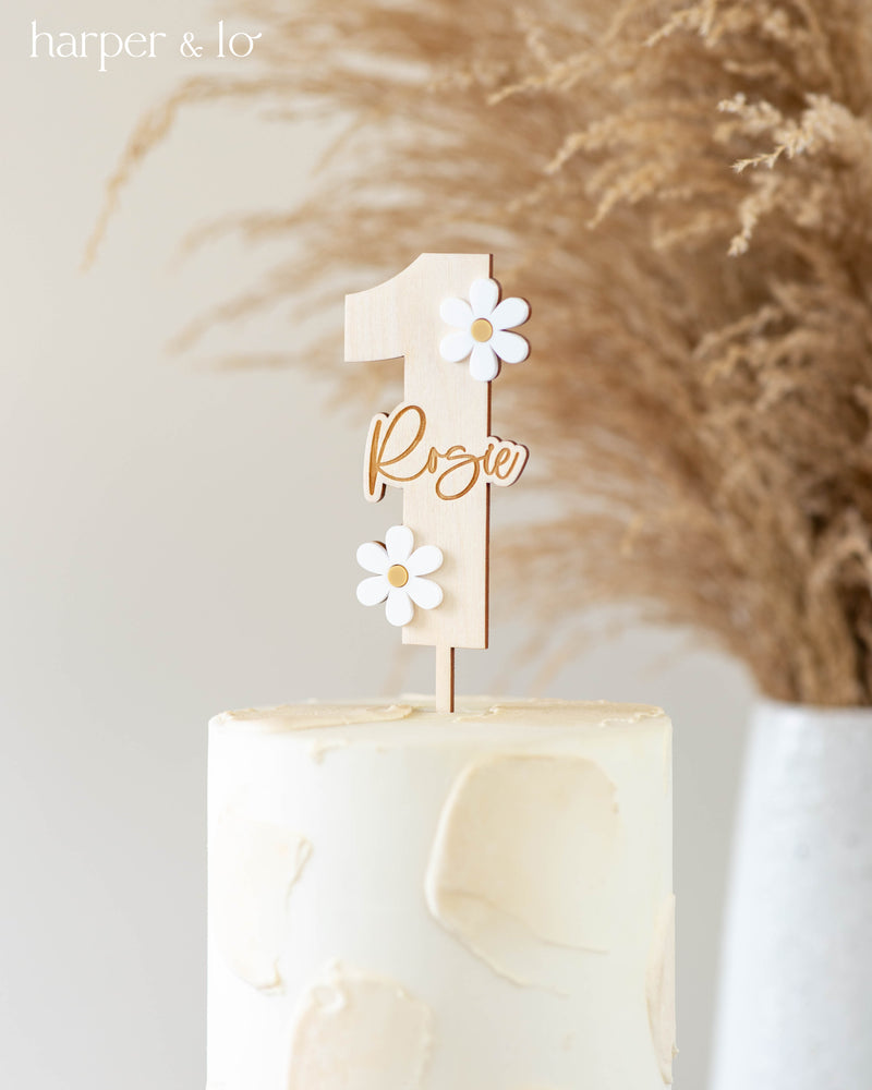 Cake Topper | Boho Daisy | Custom Name