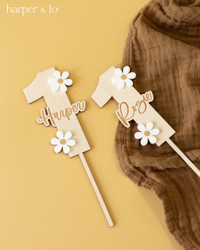 Cake Topper | Boho Daisy | Custom Name