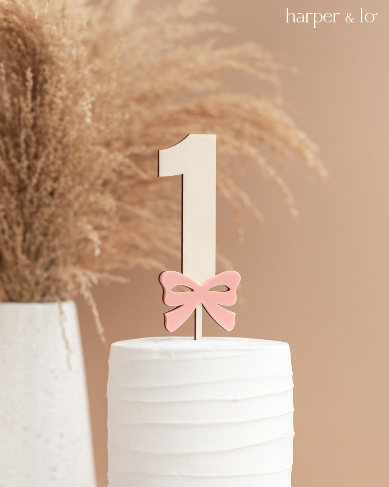 Cake Topper | Wooden Ribbon | First Birthday