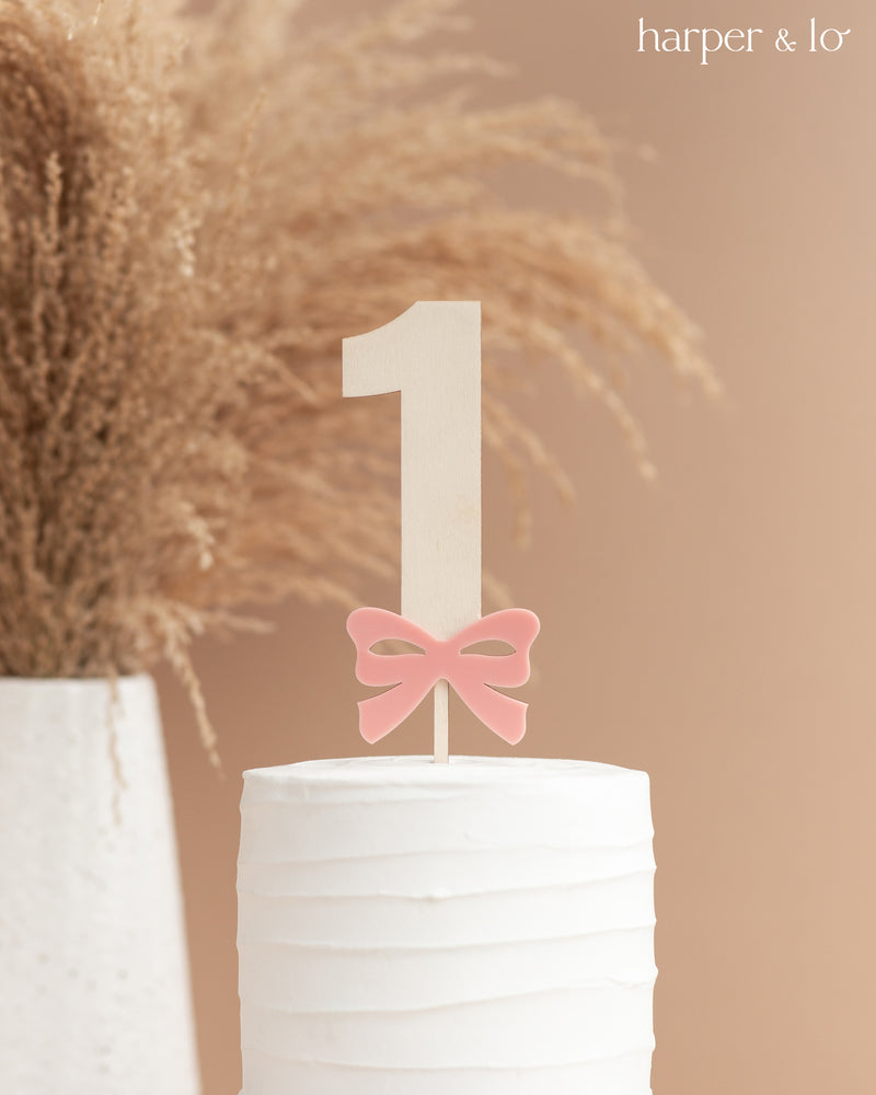 Cake Topper | Wooden Ribbon | First Birthday