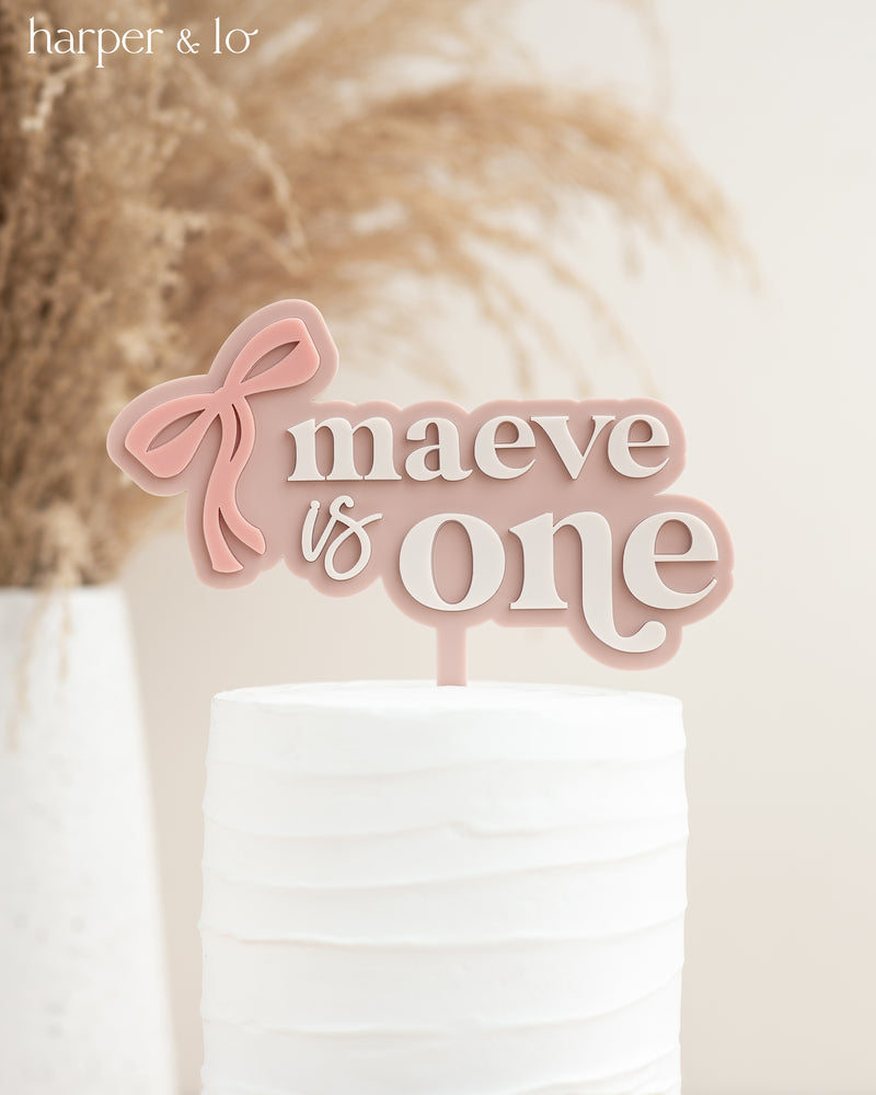 Cake Topper | Acrylic Bow | Custom Name & Age