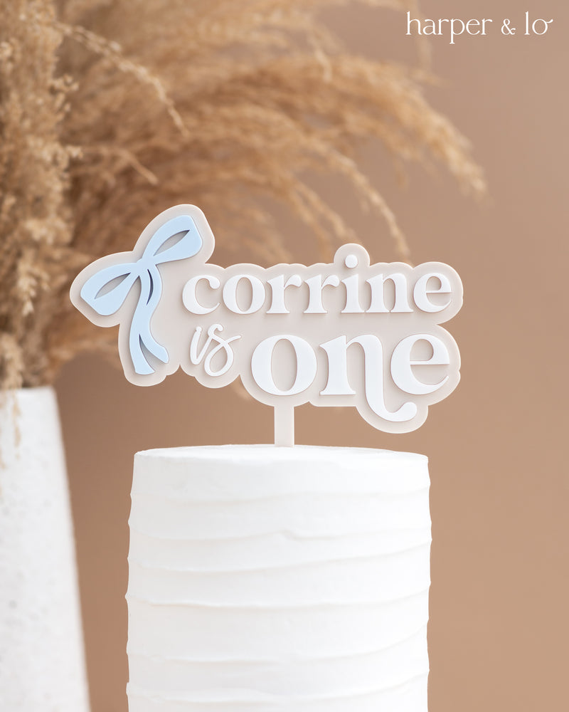 Cake Topper | Acrylic Bow | Custom Name & Age