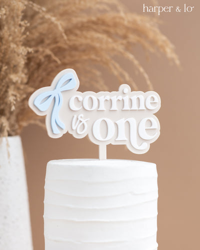 Cake Topper | Acrylic Bow | Custom Name & Age