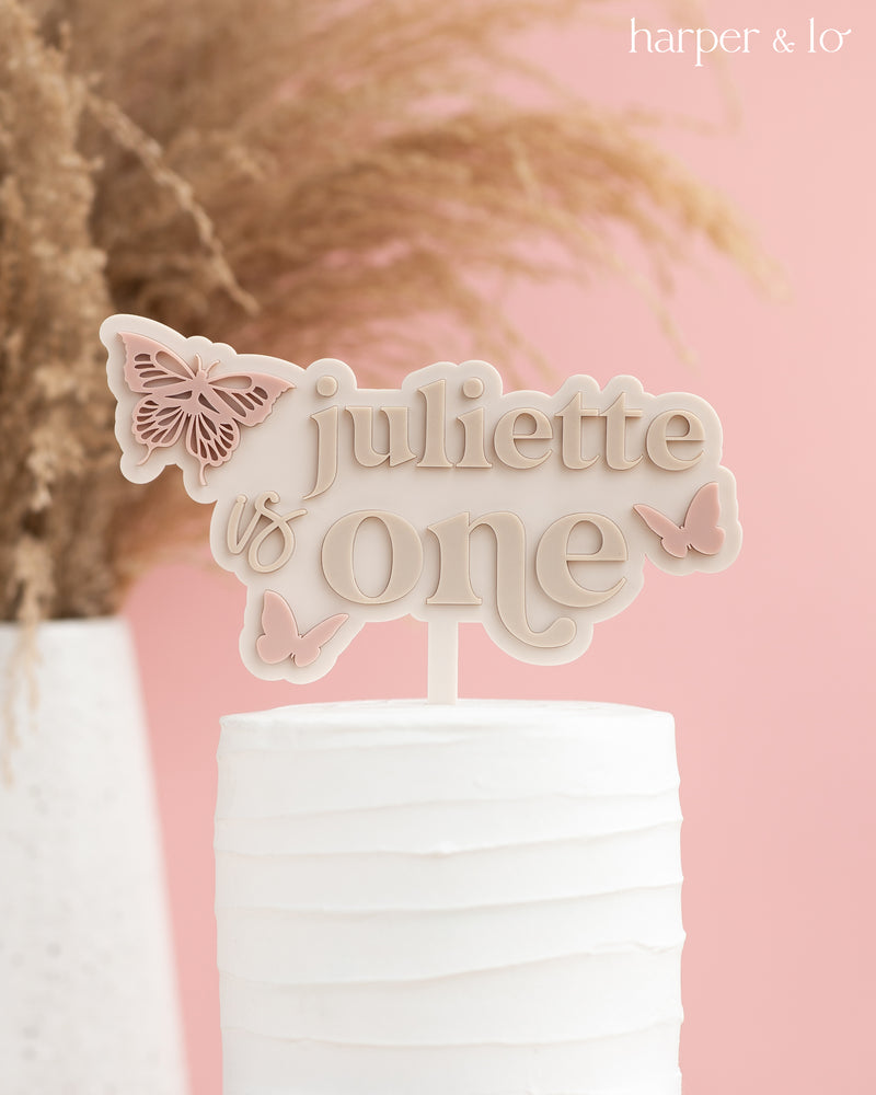 Cake Topper | Acrylic Butterfly | Custom Name & Age