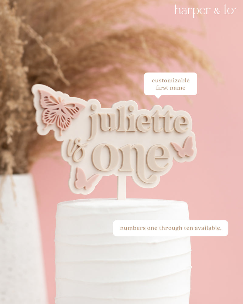 Cake Topper | Acrylic Butterfly | Custom Name & Age