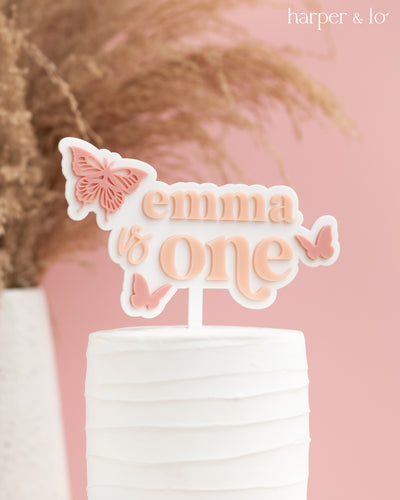 Cake Topper | Acrylic Butterfly | Custom Name & Age