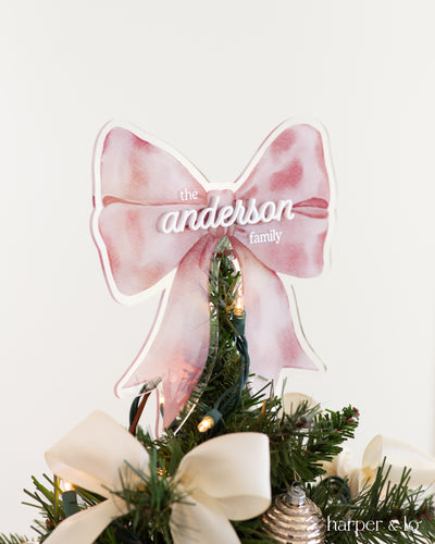 Holiday Decor | Personalized Christmas Tree Bow Topper