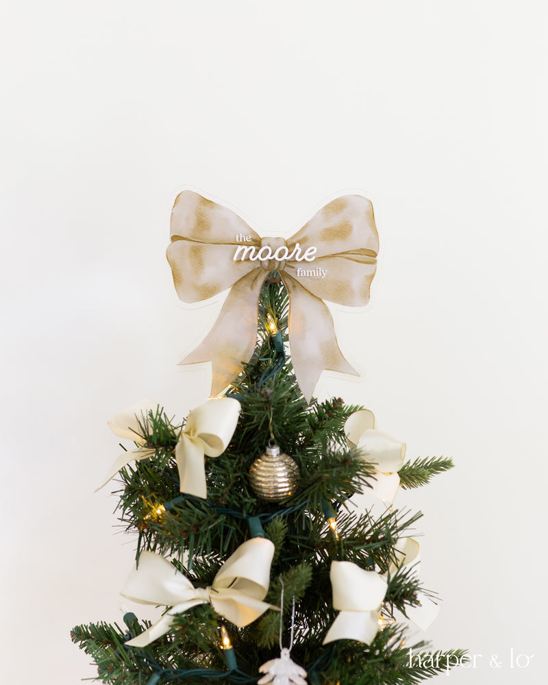 Holiday Decor | Personalized Christmas Tree Bow Topper