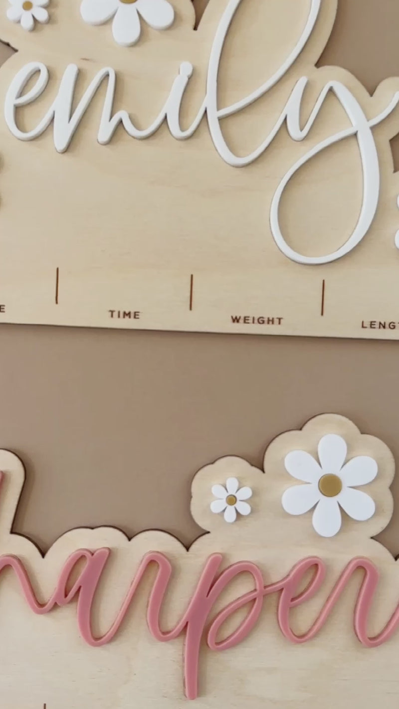 Birth Announcement | Daisy Stats Sign | Fillable Lines