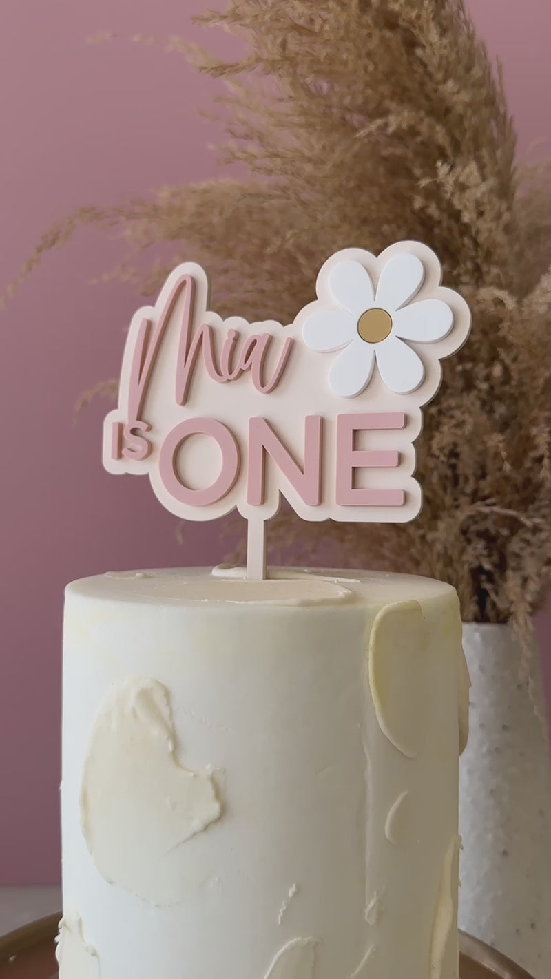 Cake Topper | Acrylic Daisy | Custom Name & Age