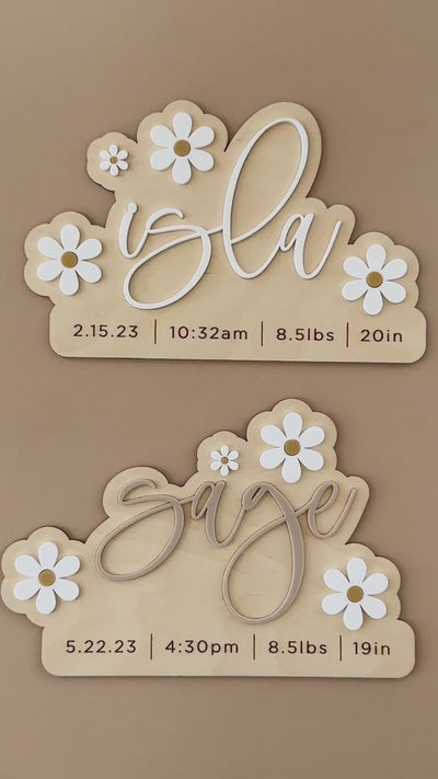 Birth Announcement | Custom Name | Daisy Stats Sign