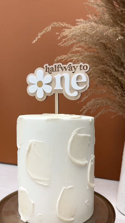 Cake Topper | Boho Daisy Number | Halfway to One