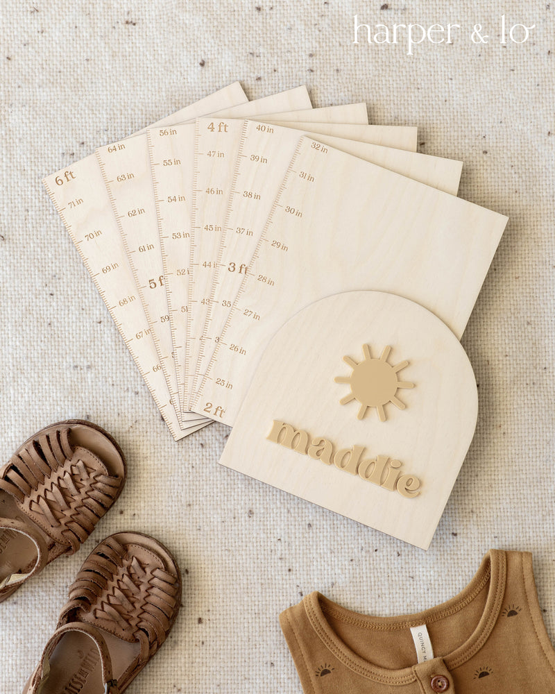 Personalized Wooden Growth Chart | Sun