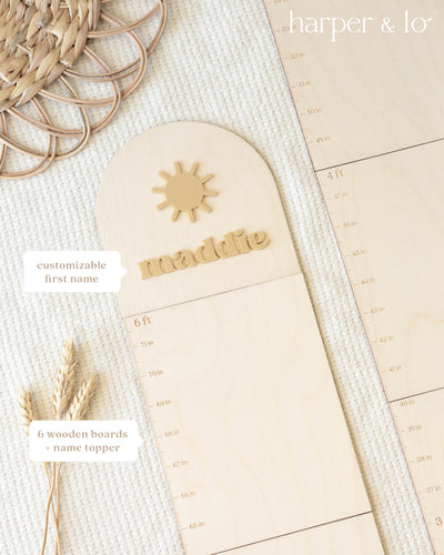 Personalized Wooden Growth Chart | Sun