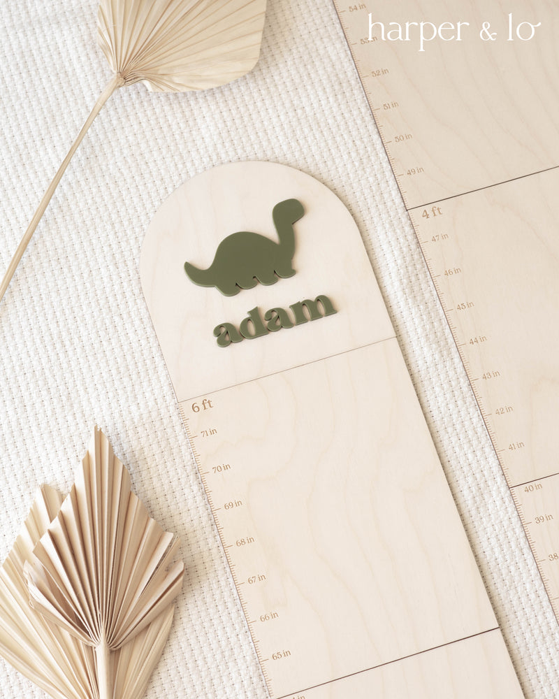 Personalized Wooden Growth Chart | Dinosaur