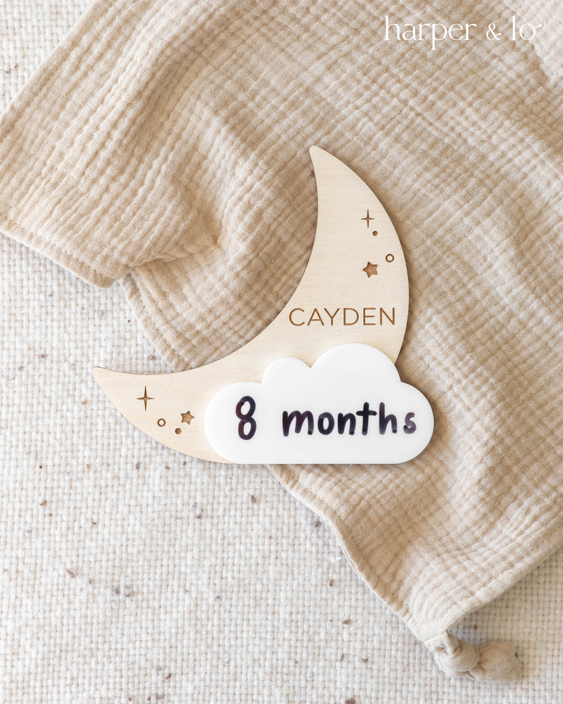 Moon & Cloud Milestone Card | Starry