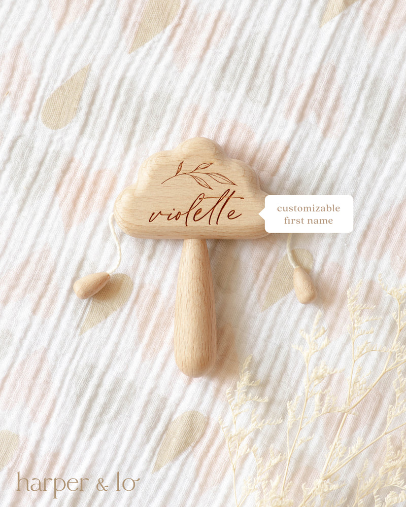 Personalized Wooden Rattle Toy | Cloud