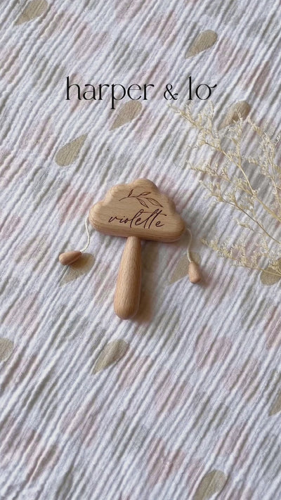 Personalized Wooden Rattle Toy | Cloud