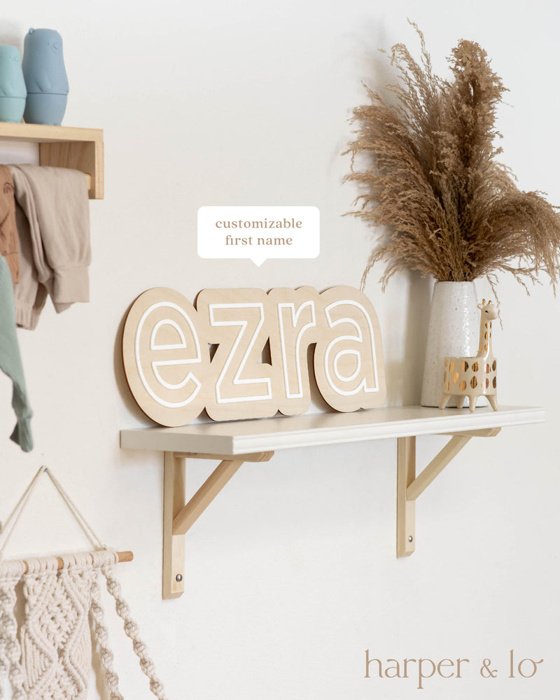 3D Custom Name Sign | Natural Wood